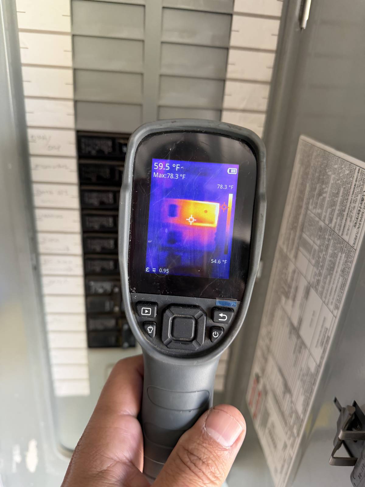 Infrared thermography scan of an electrical panel